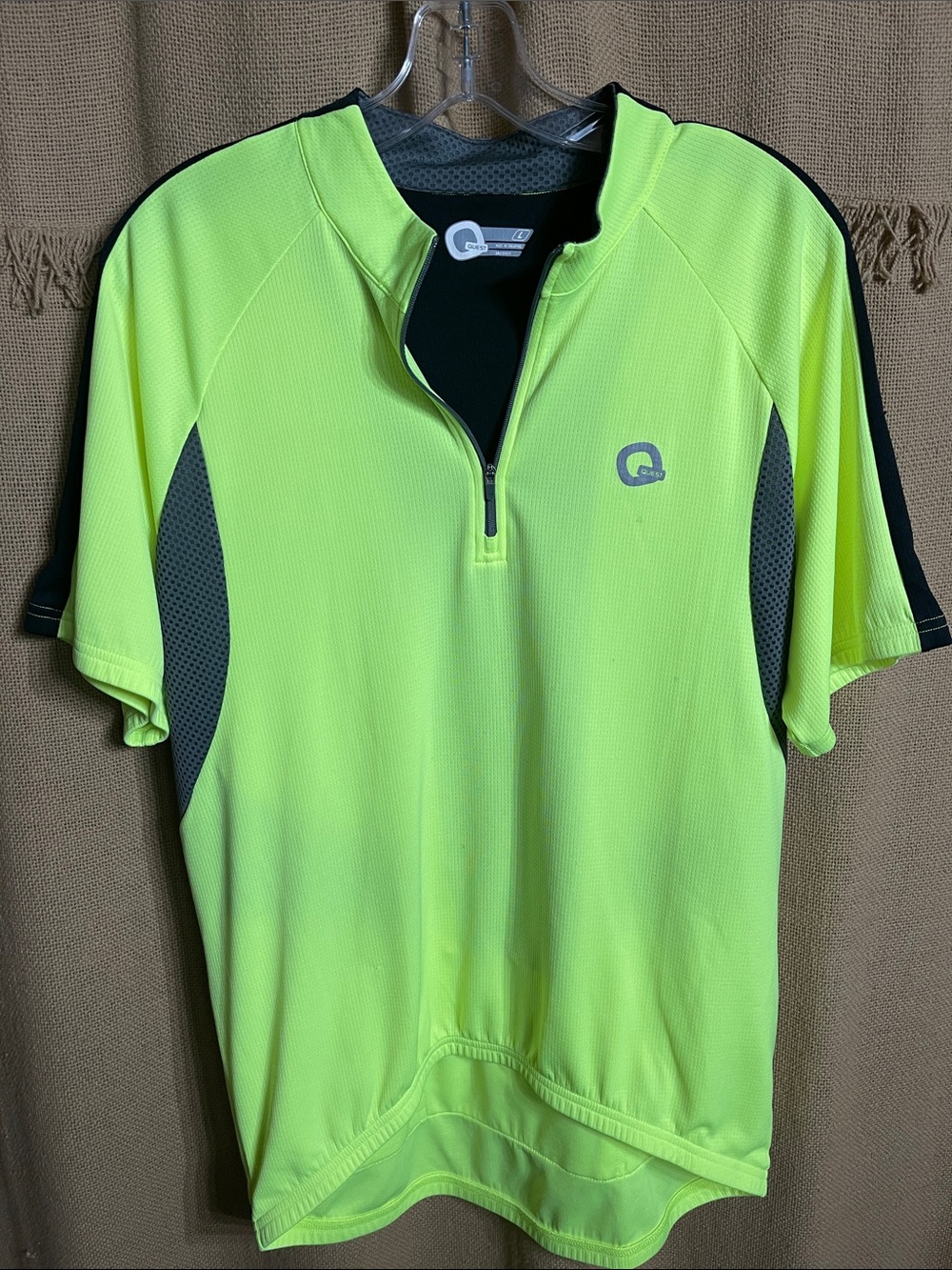 Qloom Men's Neon Yellow Short-Sleeve Cycling Jersey